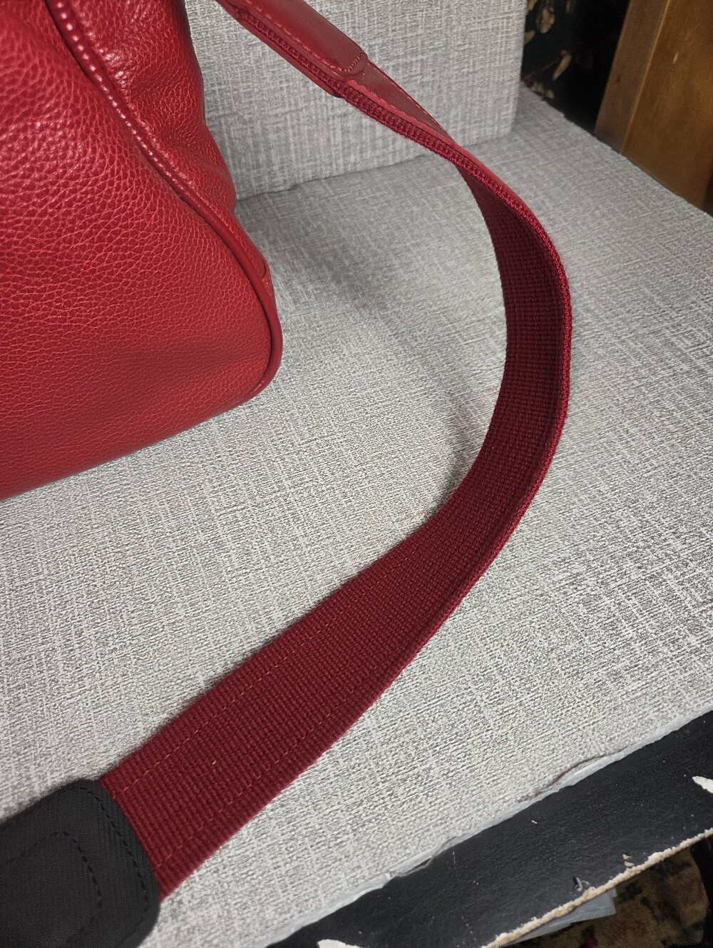 Vintage Longchamp Red Pebbled Leather Weekender Tote Bag Purse RARE Handbag - Picture 4 of 16